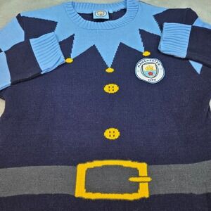 Manchester City Sweater Mens S Long Sleeve Football Jumper Crew Neck Navy Blue